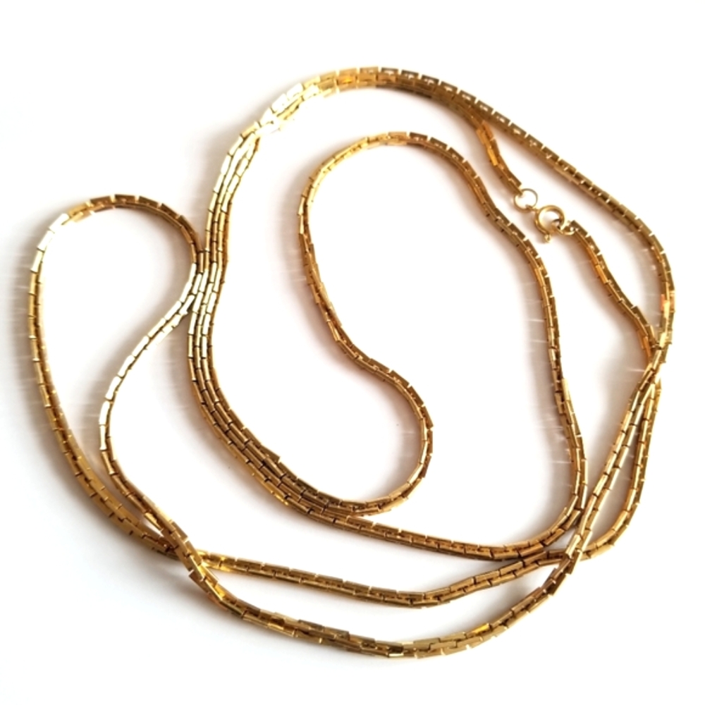 Vintage necklace long chain necklace gold tone metal